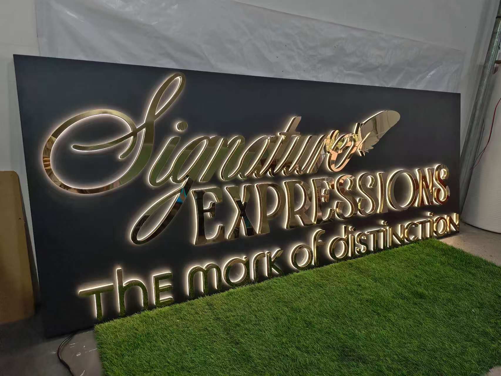 Custom Stainless Steel Back Lit Letters with Metal Back Panel