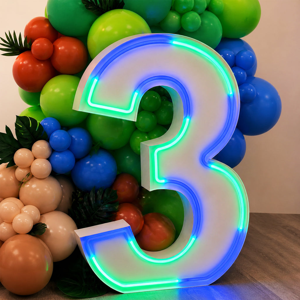 Custom RGB Neon Marquee Numbers for Birthdays, Weddings & Events