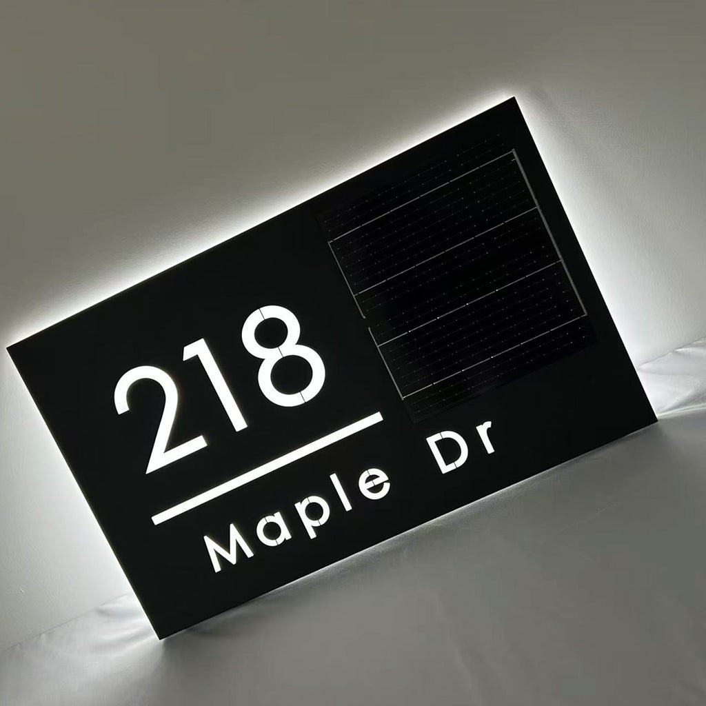 Solar House Number Sign Illuminated Address Plaque for Outdoor Use