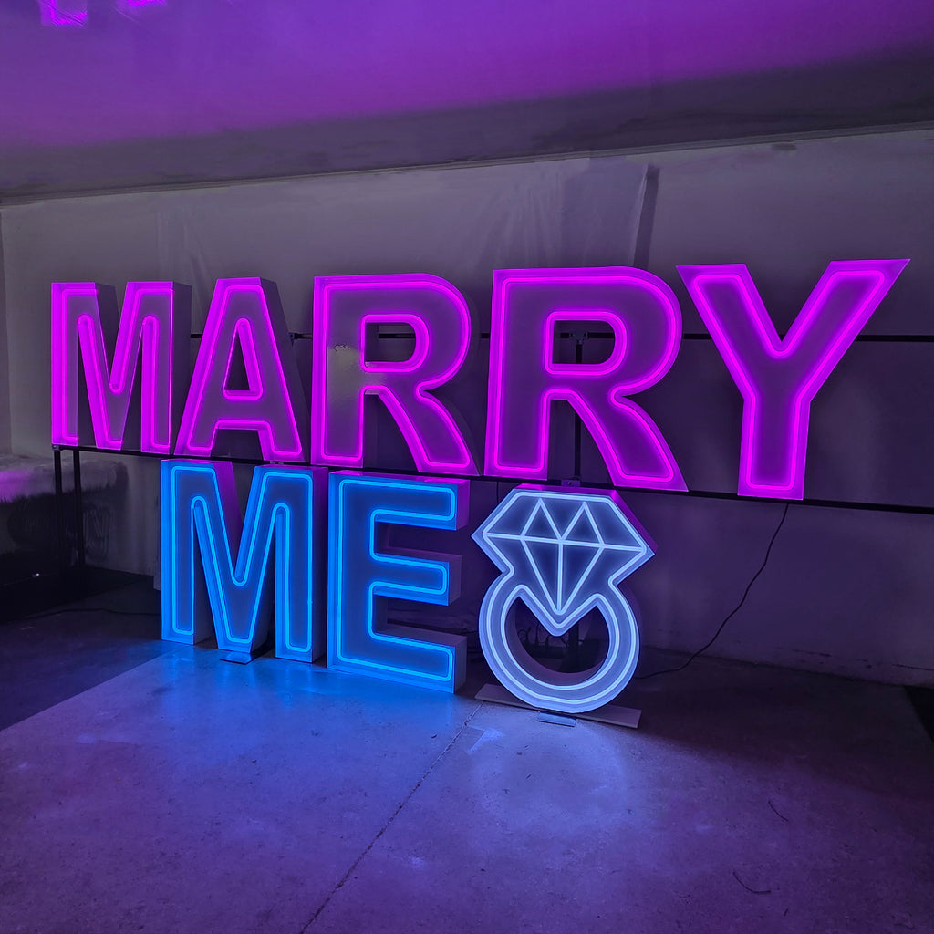 Custom Marry Me Neon Marquee Letters | RGB LED Proposal Light Up Sign
