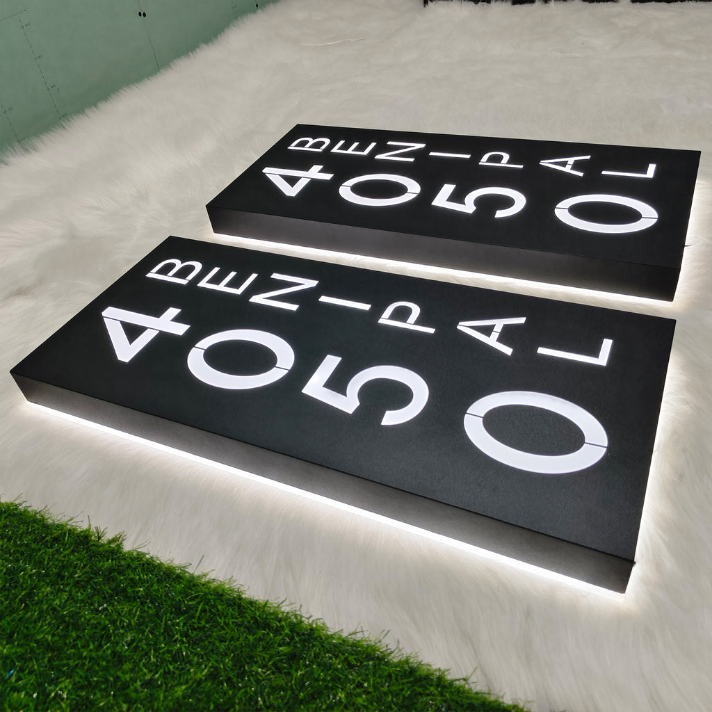Custom Waterproof LED Backlit House Number Sign, Modern Aluminum Outdoor Home Address Plaque