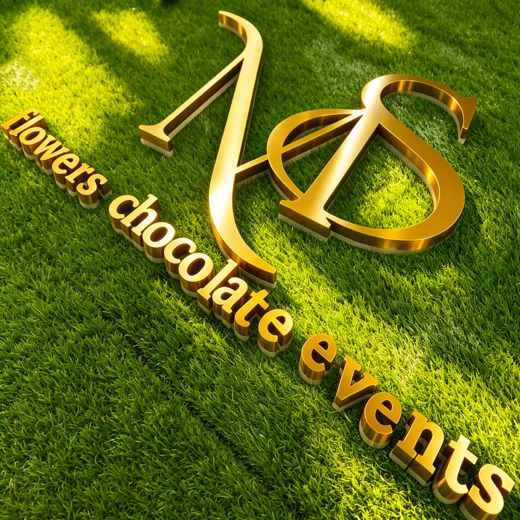 Custom LED Gold Mirror backlit Channel Letters |Illuminated Company Logo Sign