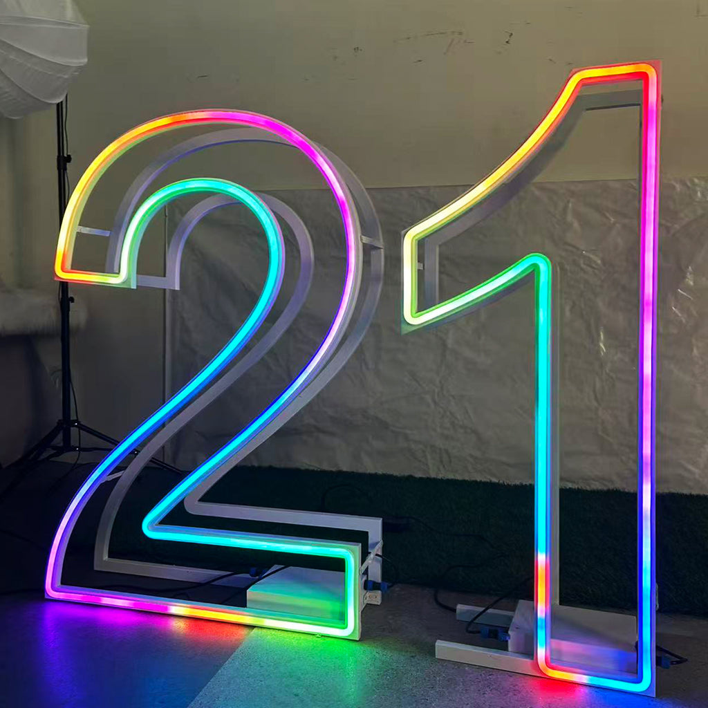 Foldable RGB Neon Marquee Numbers for Birthdays & Events