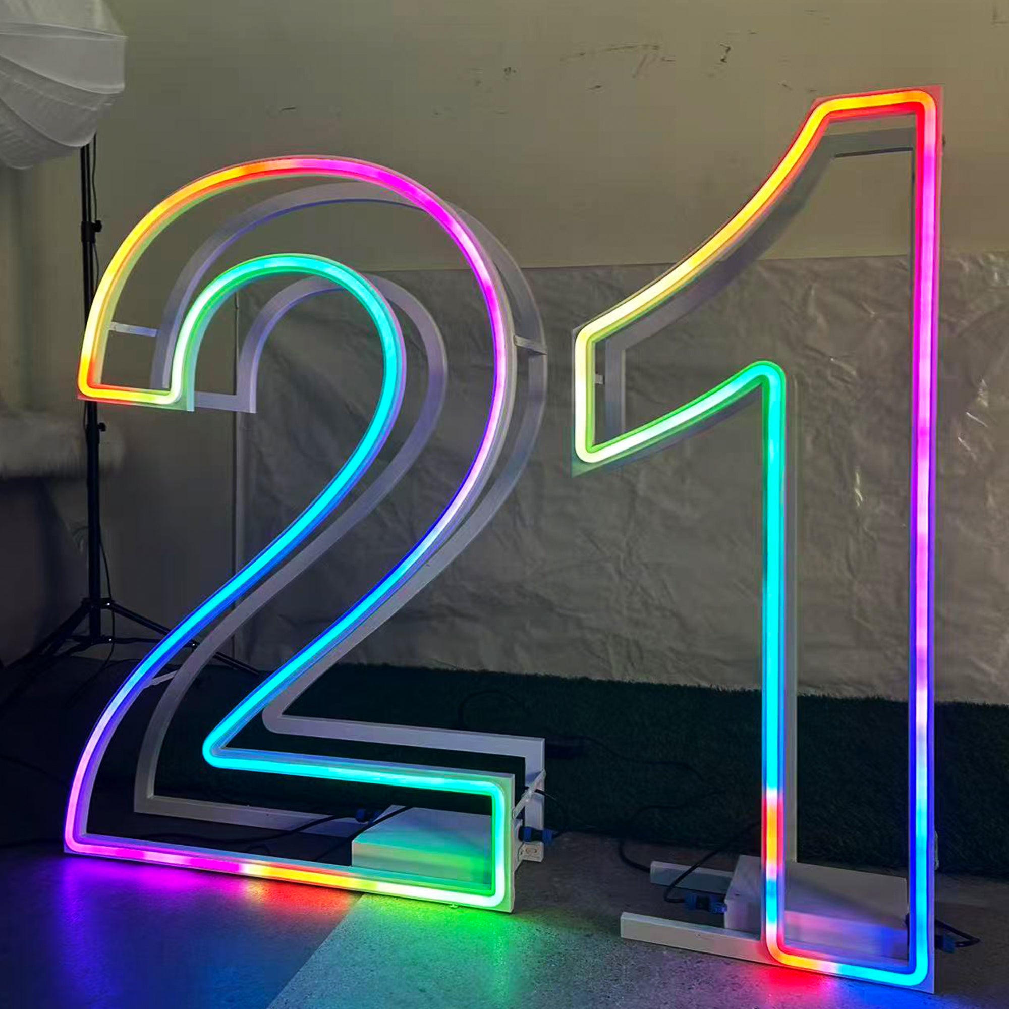 Foldable RGB Neon Marquee Numbers for Birthdays & Events
