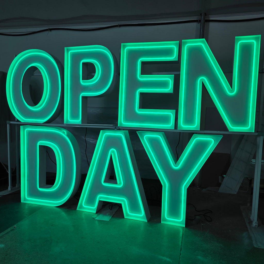 Custom OPEN DAY RGB Neon Marquee Letters for Events & Store Displays
