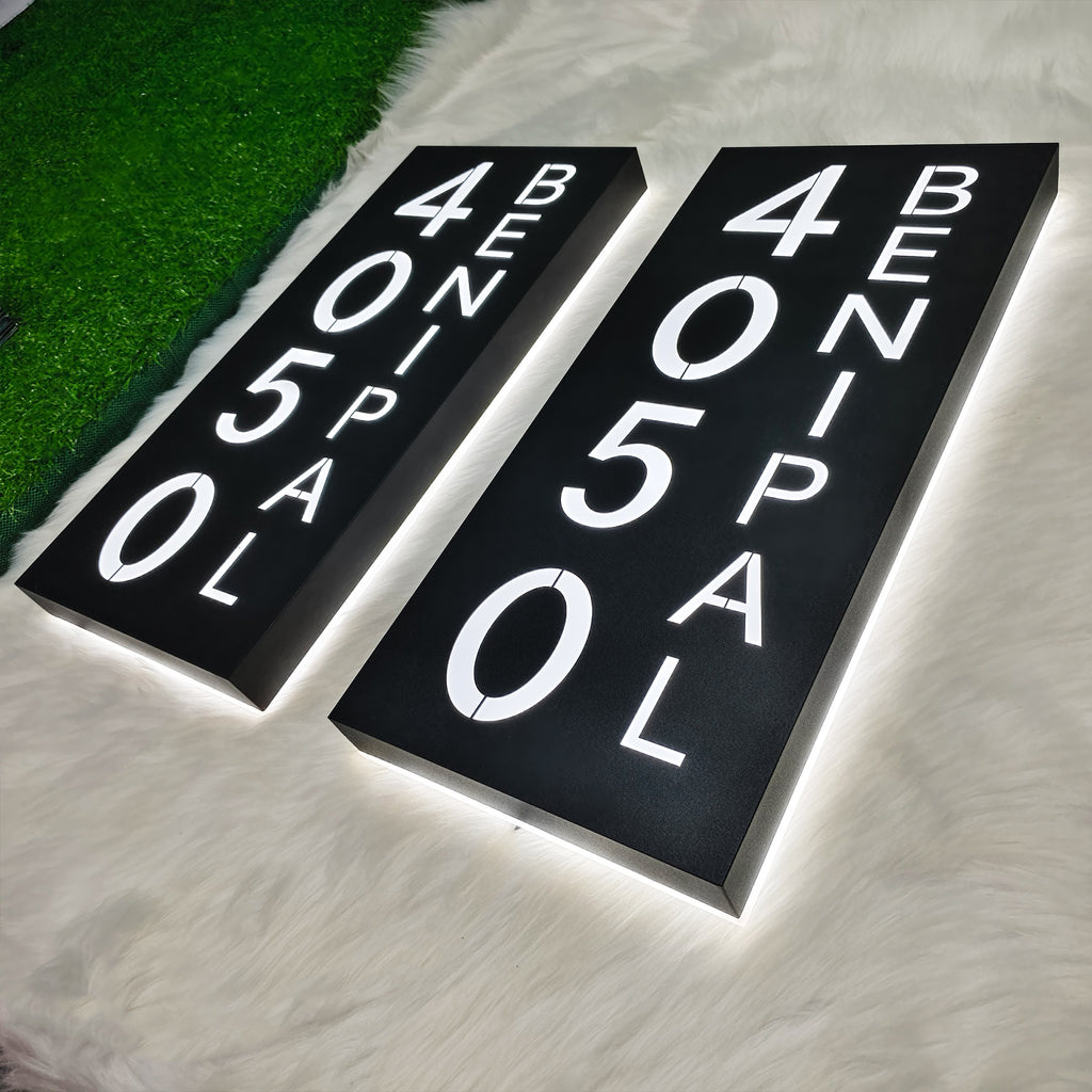Custom Waterproof LED Backlit House Number Sign, Modern Aluminum Outdoor Home Address Plaque