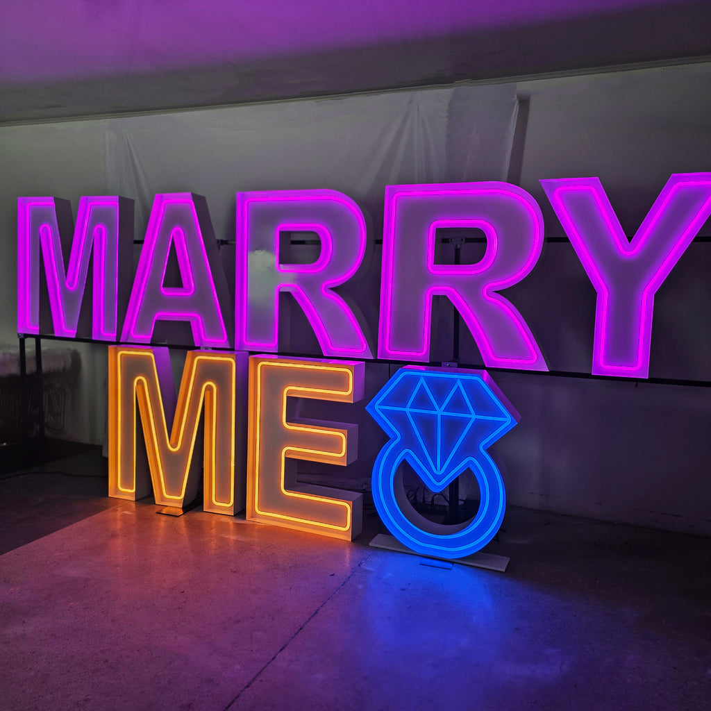 Custom Marry Me Neon Marquee Letters | RGB LED Proposal Light Up Sign