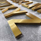 Custom Backlit Channel Letters|Gold Brushed Finish A-Z|Storefront  Business Sign