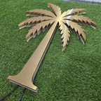 Custom Shape Backlit Channel Sign Gold Brushed Stainless Steel Palm Tree LED Halo Backlit Metal Wall Art Sign