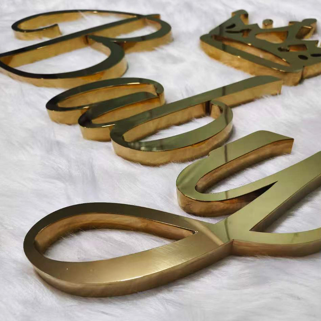 Custom 3D Metal Letters Signs |Gold Mirror Finish| Stainless Steel & Aluminum Options|Fabricated Metal Letters for Retail, Hotel & Office Branding