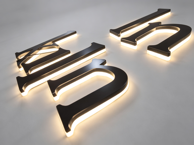 Custom Backlit Channel Letters Sign, Brushed Black Stainless Steel 3D Illuminated Business Logo Wall Sign for Storefront Office Interior Wall Decor