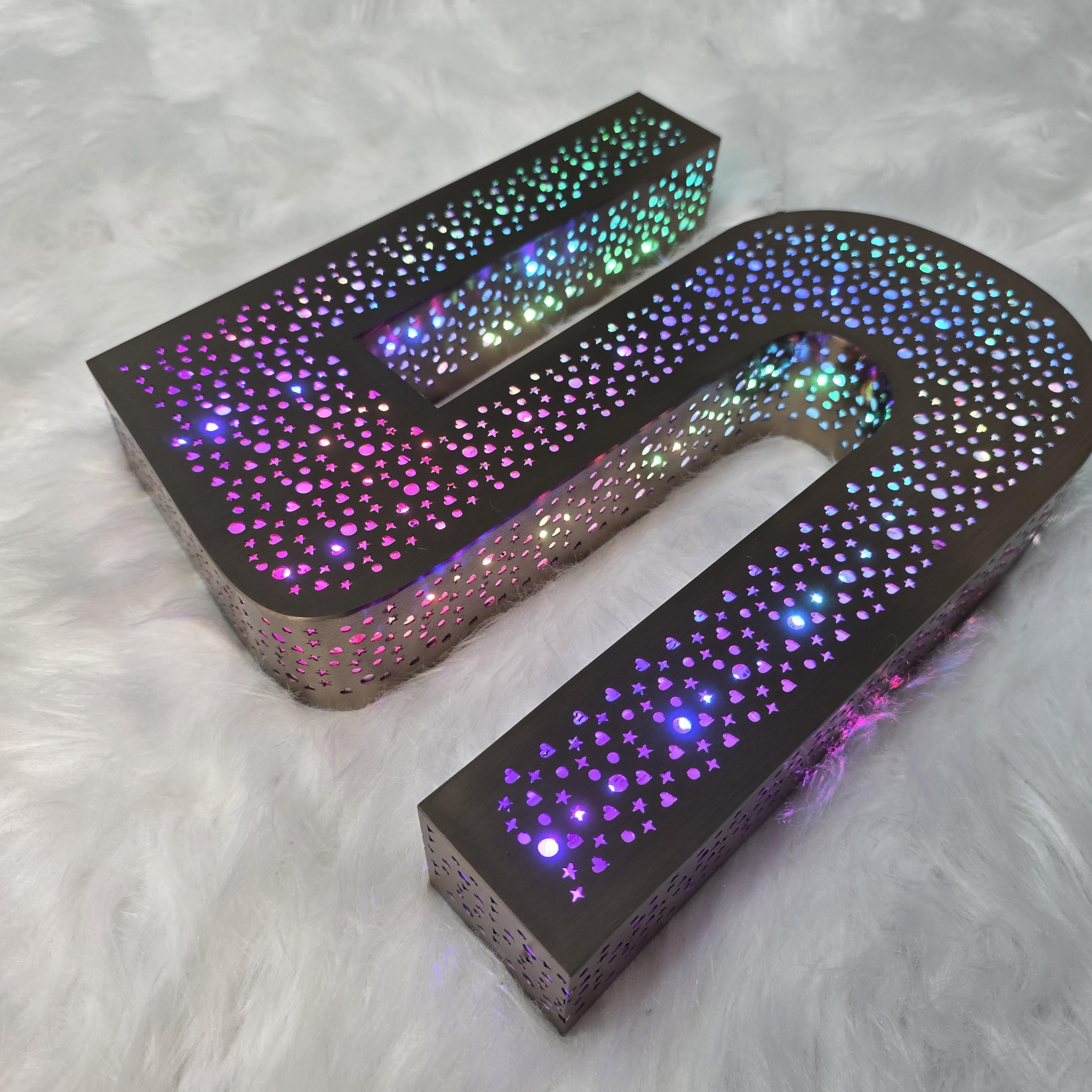Custom RGB Perforated LED Channel Letters | 3D Color Changing Storefront Signs