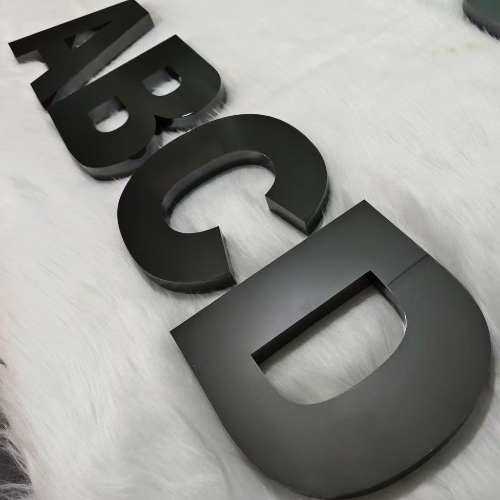 Custom 3D Metal Letters Signs | Black Mirror Stainless Steel |3D Business Logo Sign for Office & Lobby