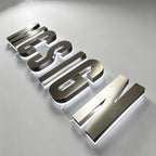 Custom Backlit Channel Letters Black Brushed  Stainless Steel  Illuminated Sign Business Storefront Signs & Office Branding