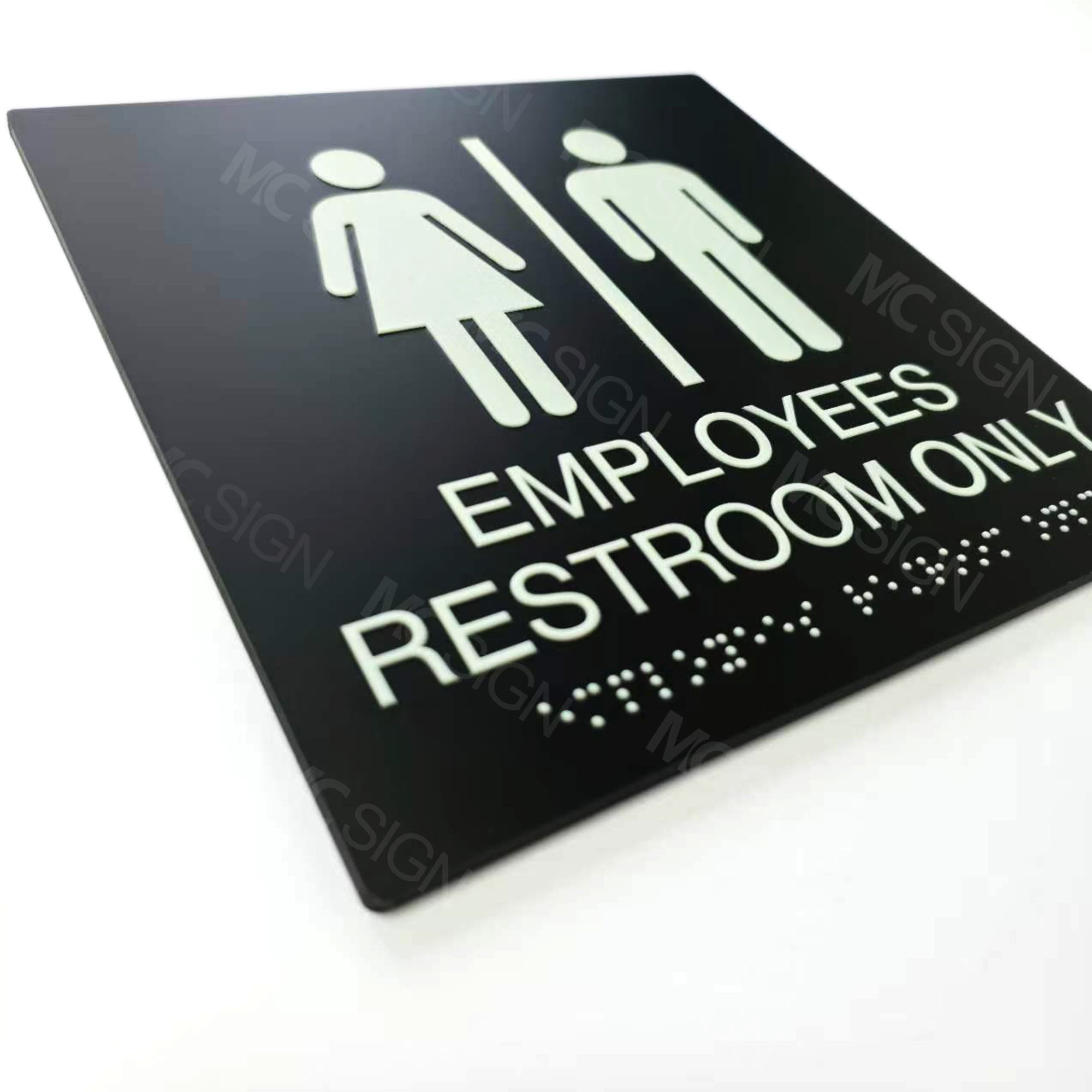 Custom Acrylic Braille Bathroom Sign | ADA Grade 2 Tactile Restroom Identification Sign