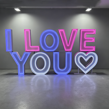 Large I LOVE YOU Neon Marquee Letters | Romantic Event Backdrop Decor