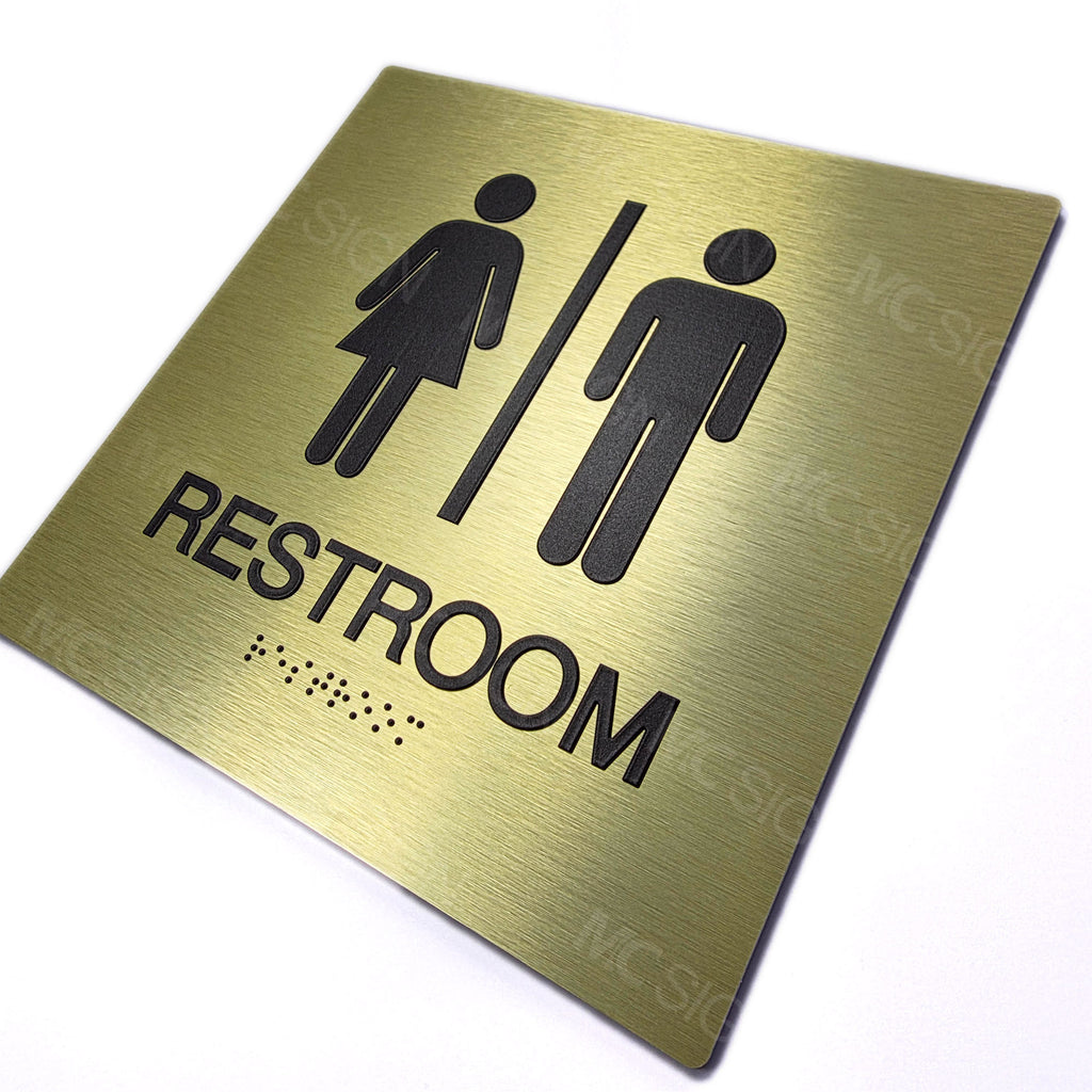 Custom Metal Braille Restroom Sign | ADA Accessible Family Bathroom Sign