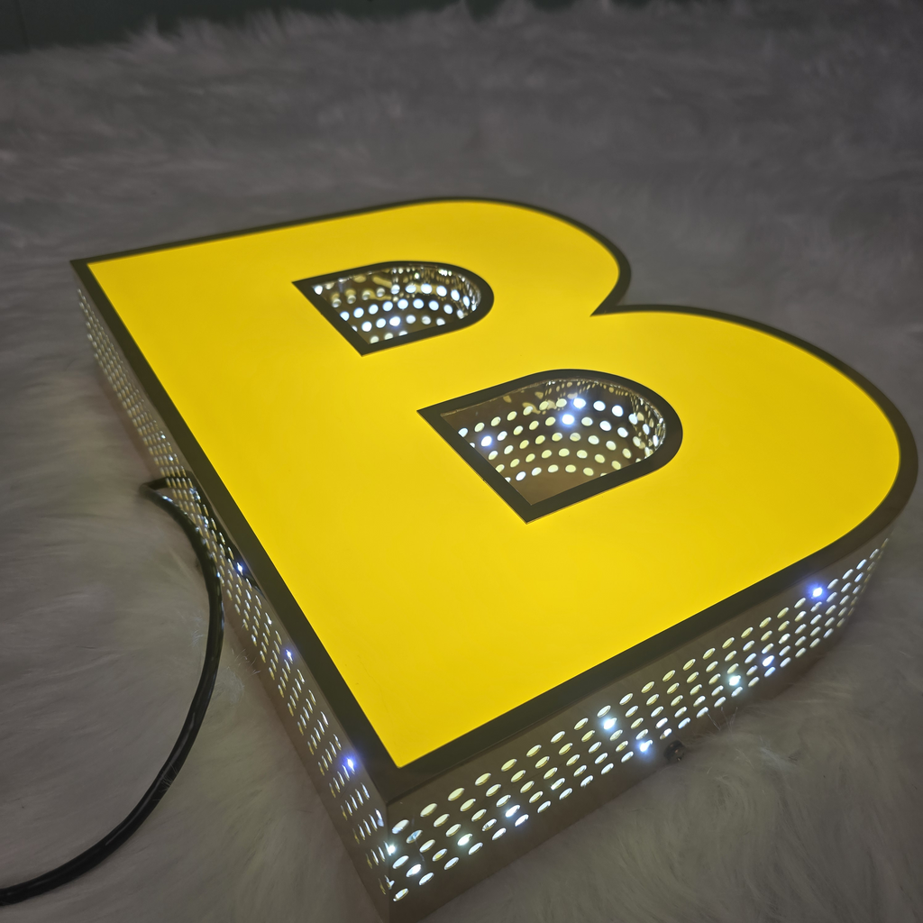 Custom Stainless Steel Perforated Channel Letters | LED Commercial Signage