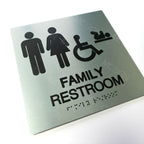 Custom Metal Braille Restroom Sign | ADA Accessible Family Bathroom Sign