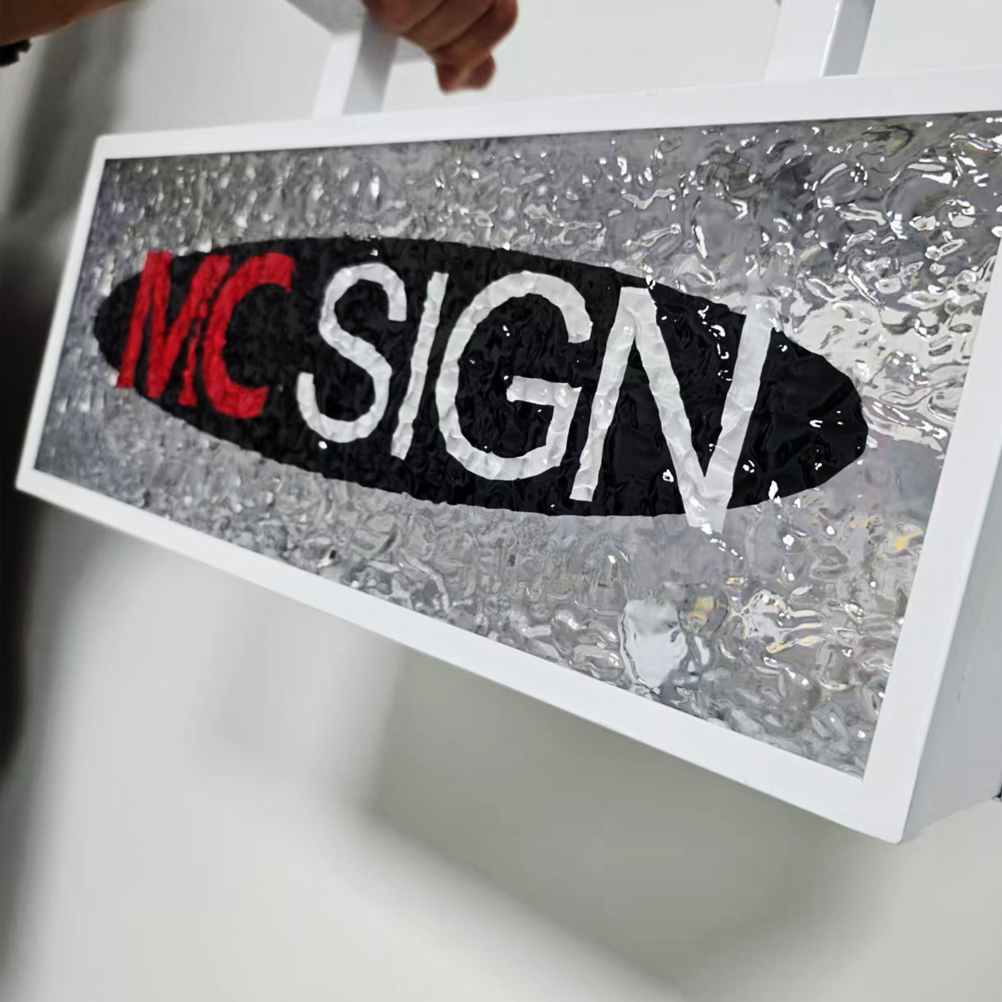 Custom Stone Texture Acrylic Double-Sided LED Light Box | Illuminated Storefront Sign | Hanging Light Box