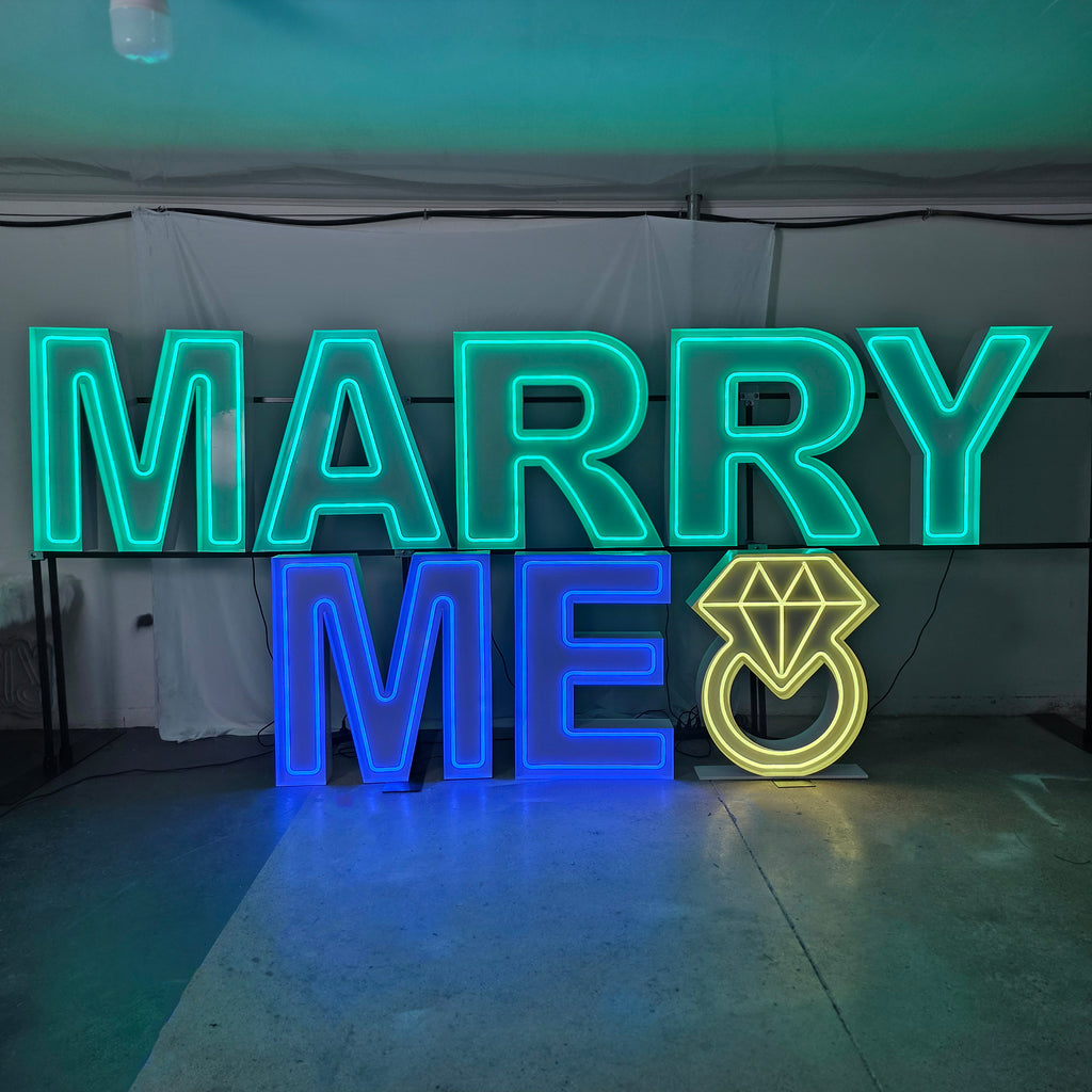 Custom Marry Me Neon Marquee Letters | RGB LED Proposal Light Up Sign