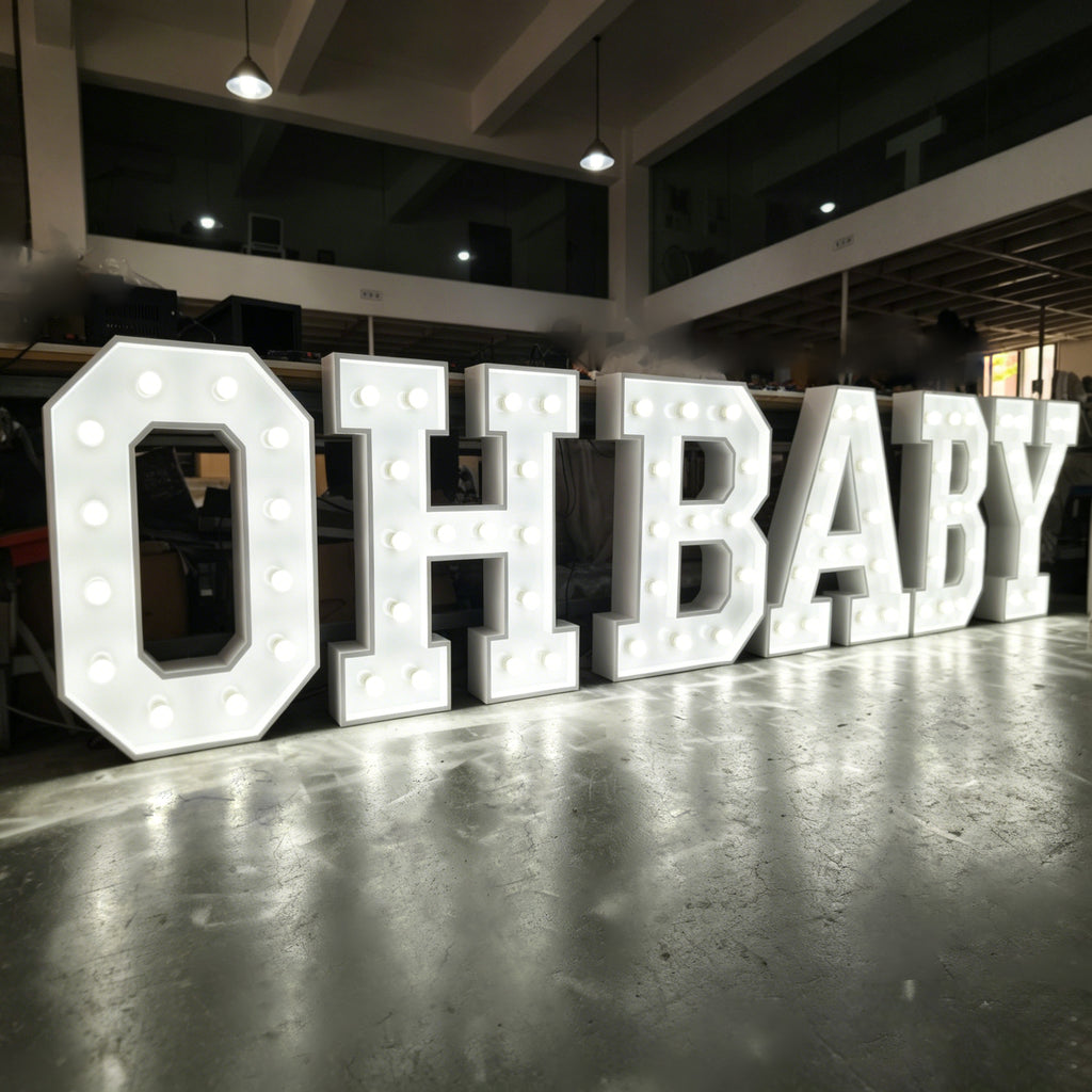 Custom OH BABY LED Bulb Marquee Letter|Modern Light-Up Outdoor Decor