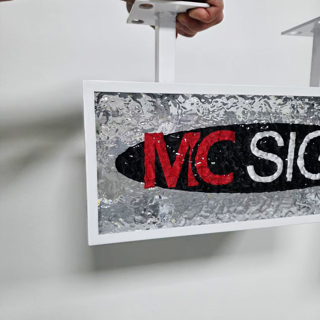 Custom Stone Texture Acrylic Double-Sided LED Light Box | Illuminated Storefront Sign | Hanging Light Box