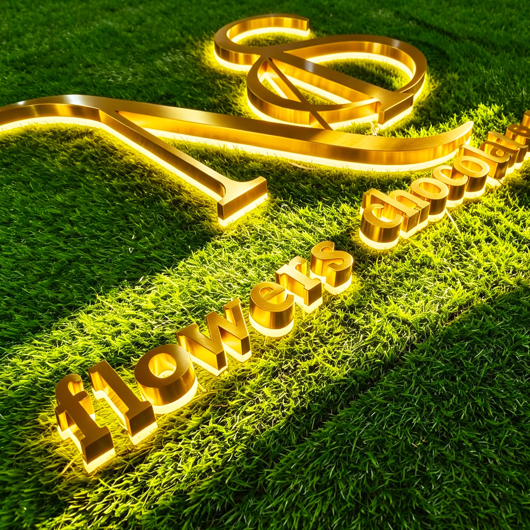 Custom LED Gold Mirror backlit Channel Letters |Illuminated Company Logo Sign