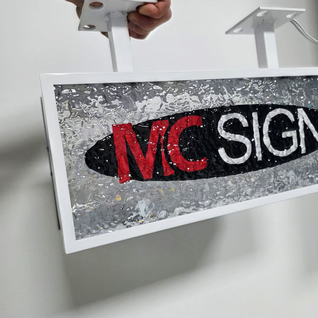Custom Stone Texture Acrylic Double-Sided LED Light Box | Illuminated Storefront Sign | Hanging Light Box