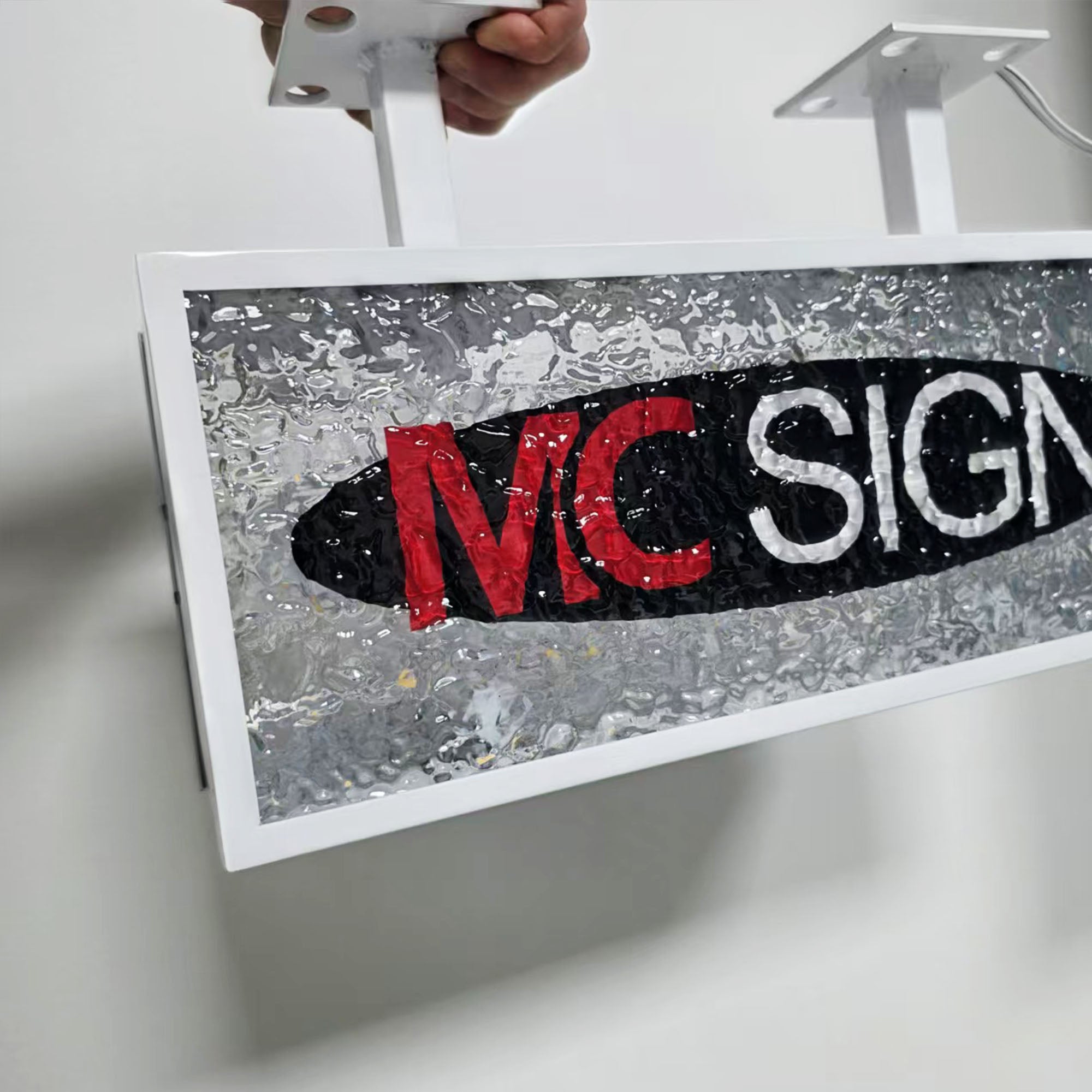 Custom Stone Texture Acrylic Double-Sided LED Light Box | Illuminated Storefront Sign | Hanging Light Box