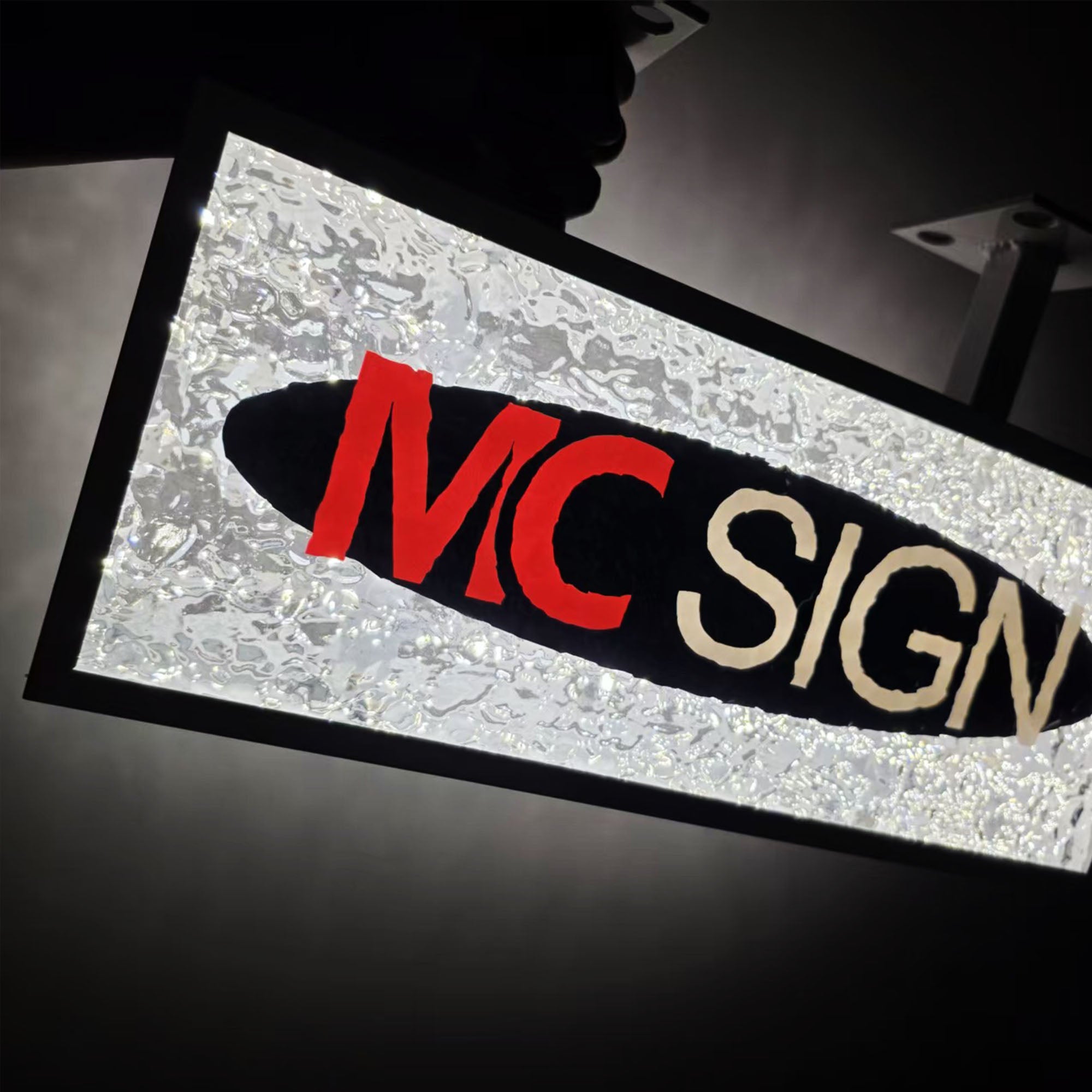 Custom Stone Texture Acrylic Double-Sided LED Light Box | Illuminated Storefront Sign | Hanging Light Box