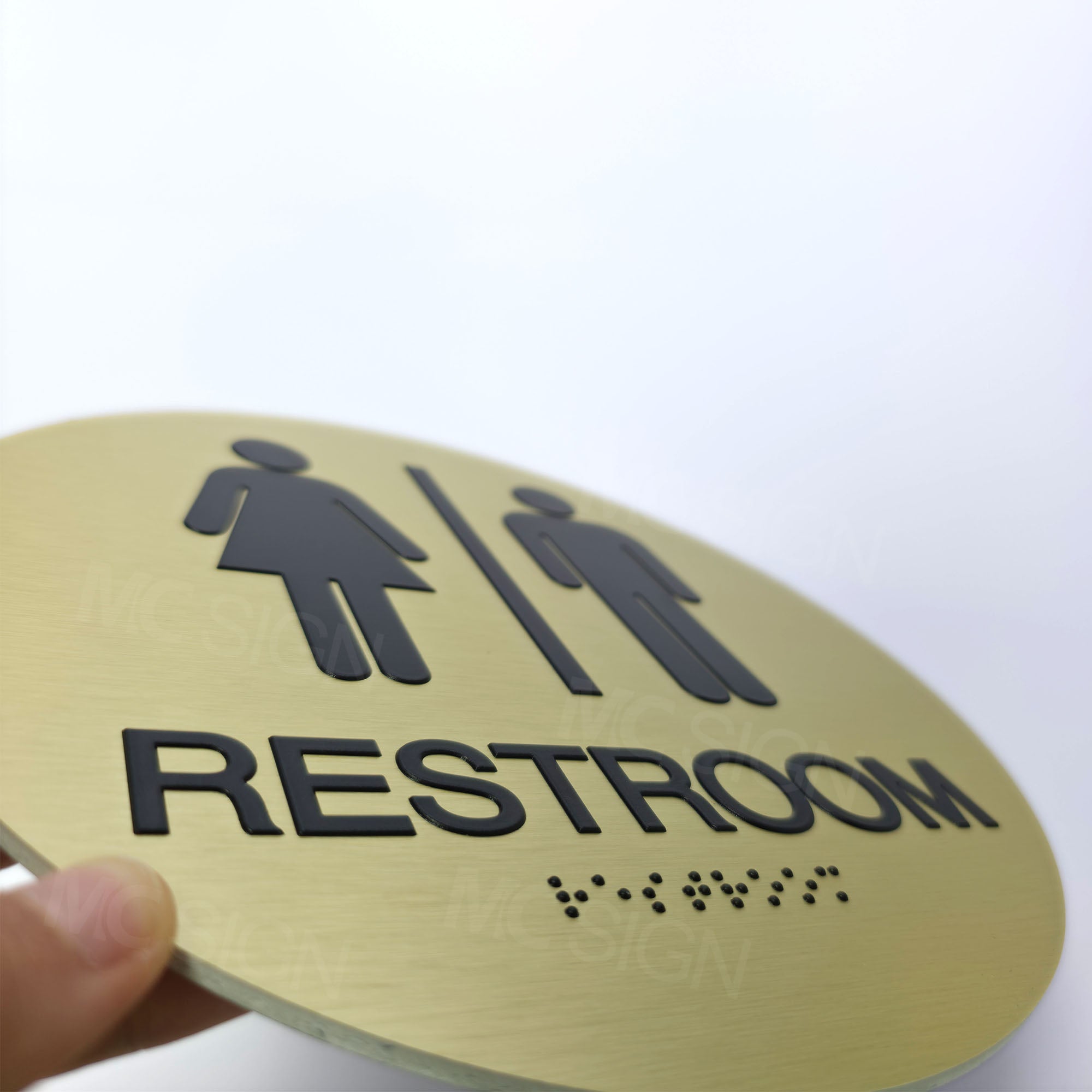 Custom ABS braille restroom Sign |ADA Compliant|3D Raised Beads|Grade 2 Braille