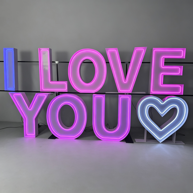 Large I LOVE YOU Neon Marquee Letters | Romantic Event Backdrop Decor