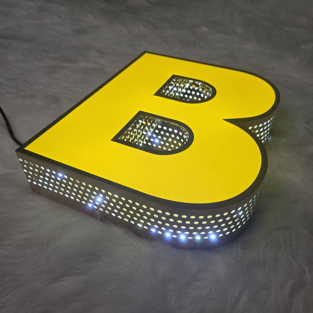 Custom Stainless Steel Perforated Channel Letters | LED Commercial Signage