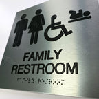 Custom Metal Braille Restroom Sign | ADA Accessible Family Bathroom Sign