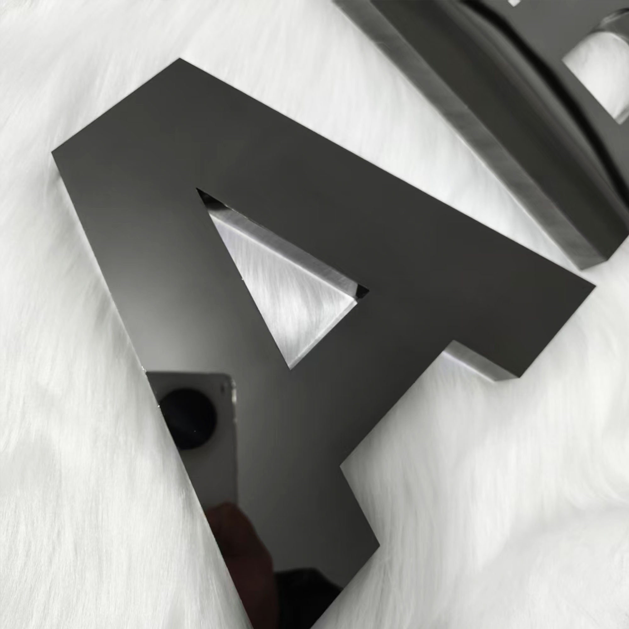 Custom 3D Metal Letters Signs | Black Mirror Stainless Steel |3D Business Logo Sign for Office & Lobby