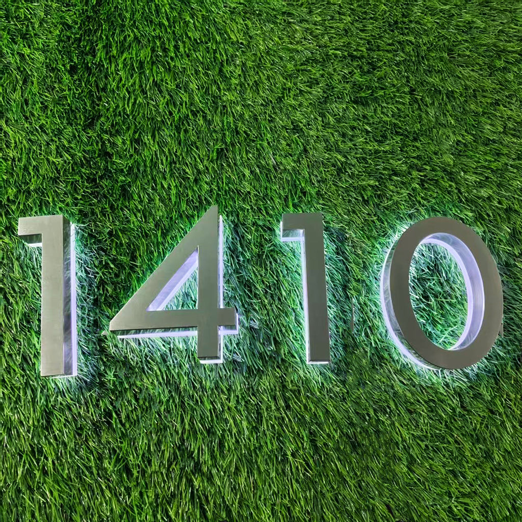 Custom RGB Backlit Number Channel Letters Stainless Steel LED Halo Lit House Address Number Sign