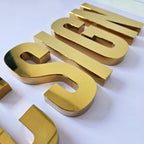 Custom Non-Illuminated Reverse Channel Letters, Gold Stainless Steel Metal Sign Letters, Business Wall Logo
