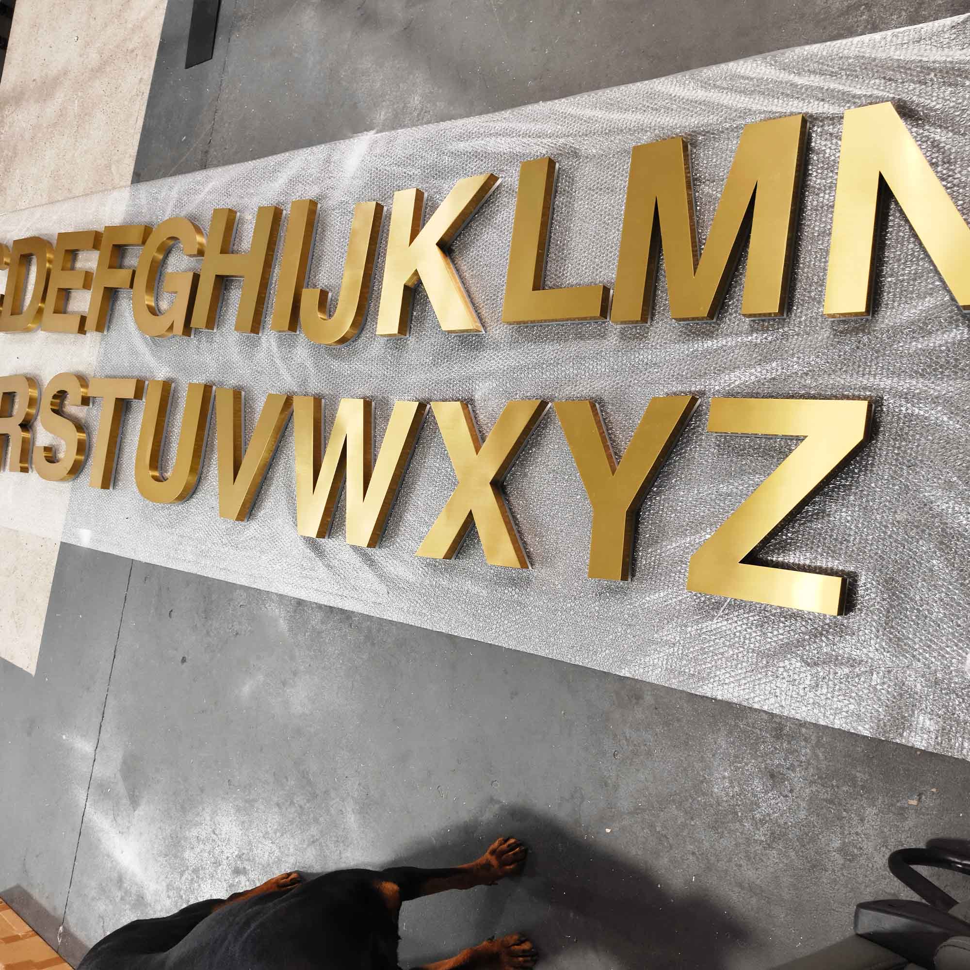 Custom Backlit Channel Letters|Gold Brushed Finish A-Z|Storefront  Business Sign