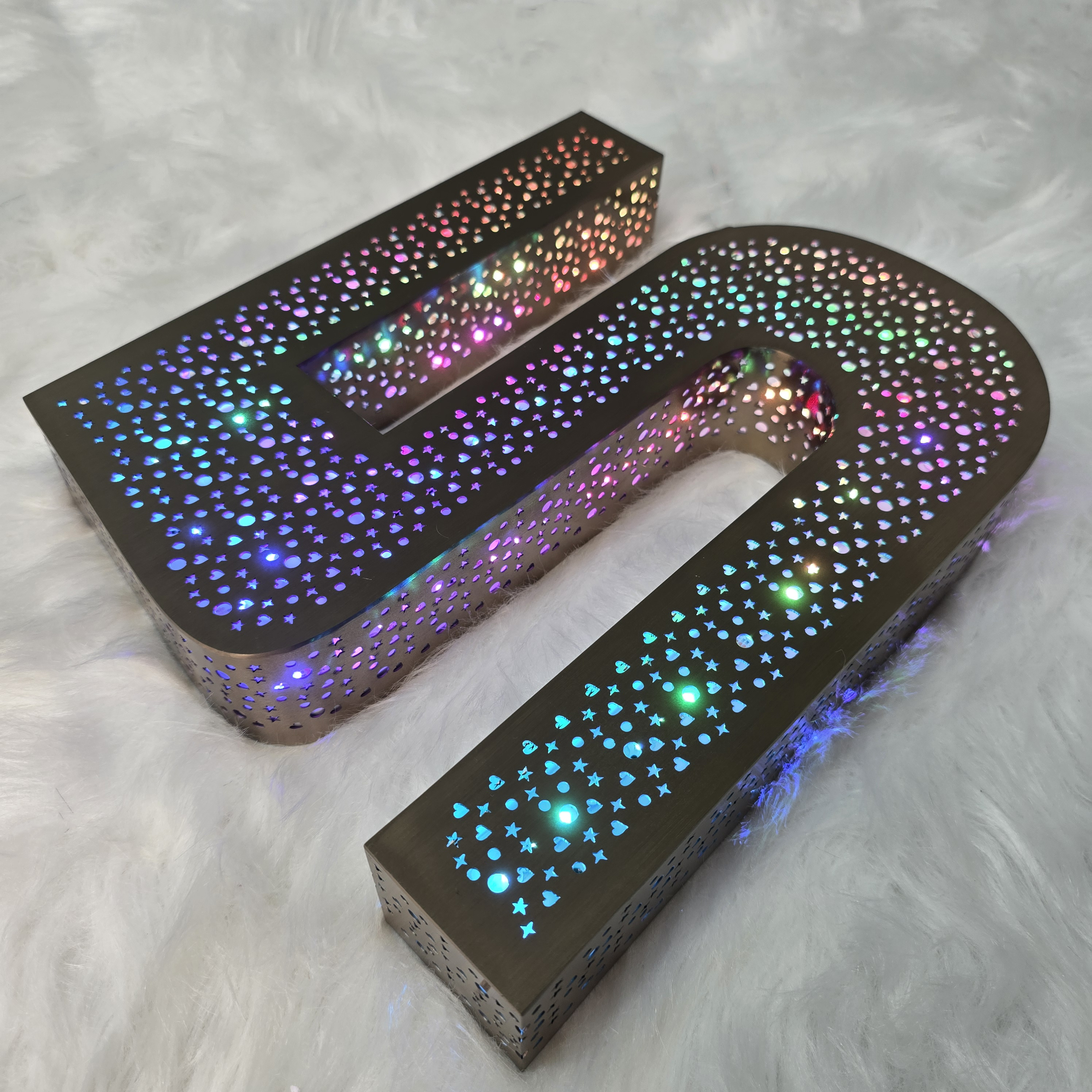 Custom RGB Perforated LED Channel Letters | 3D Color Changing Storefront Signs