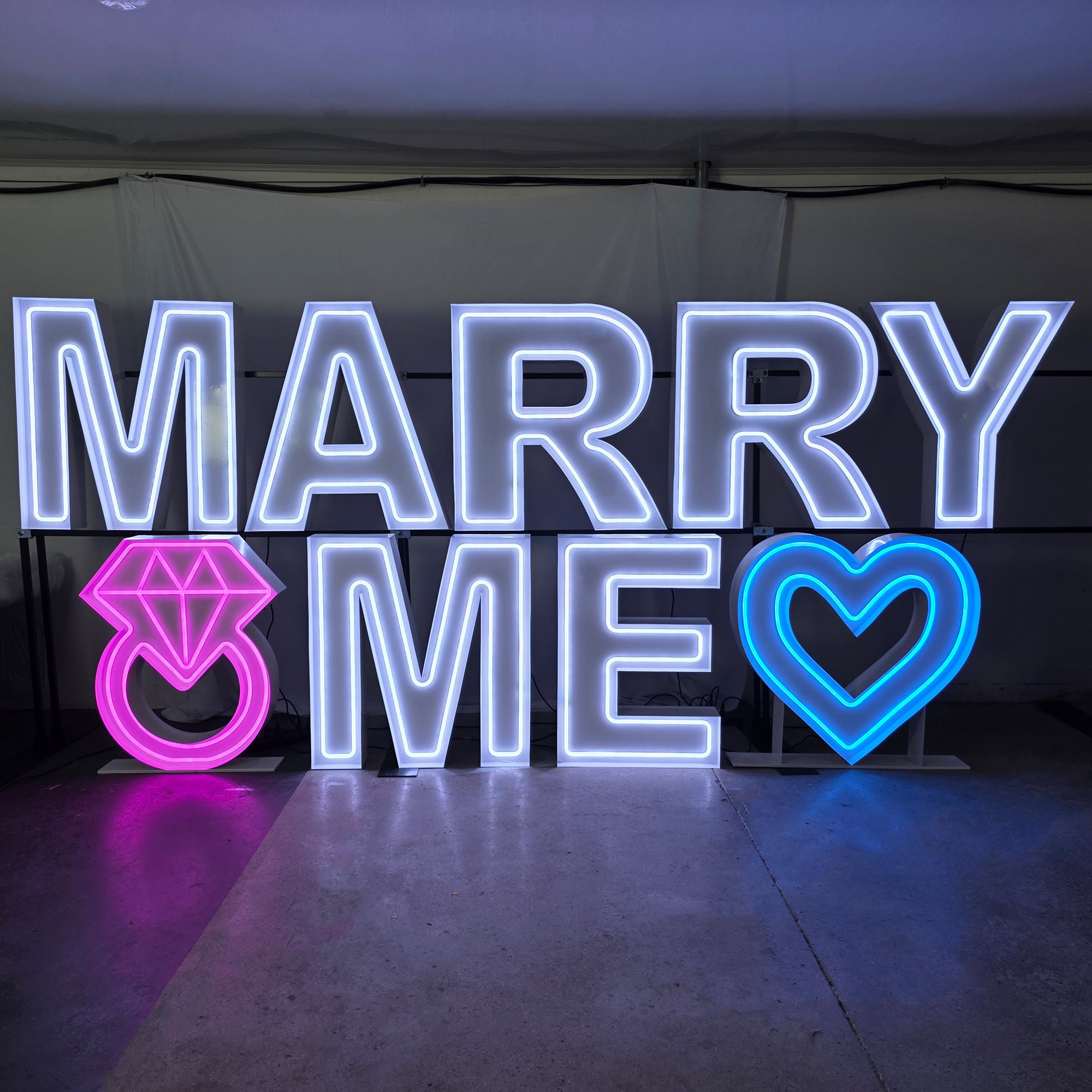 Custom Marry Me Neon Marquee Letters | RGB LED Proposal Light Up Sign