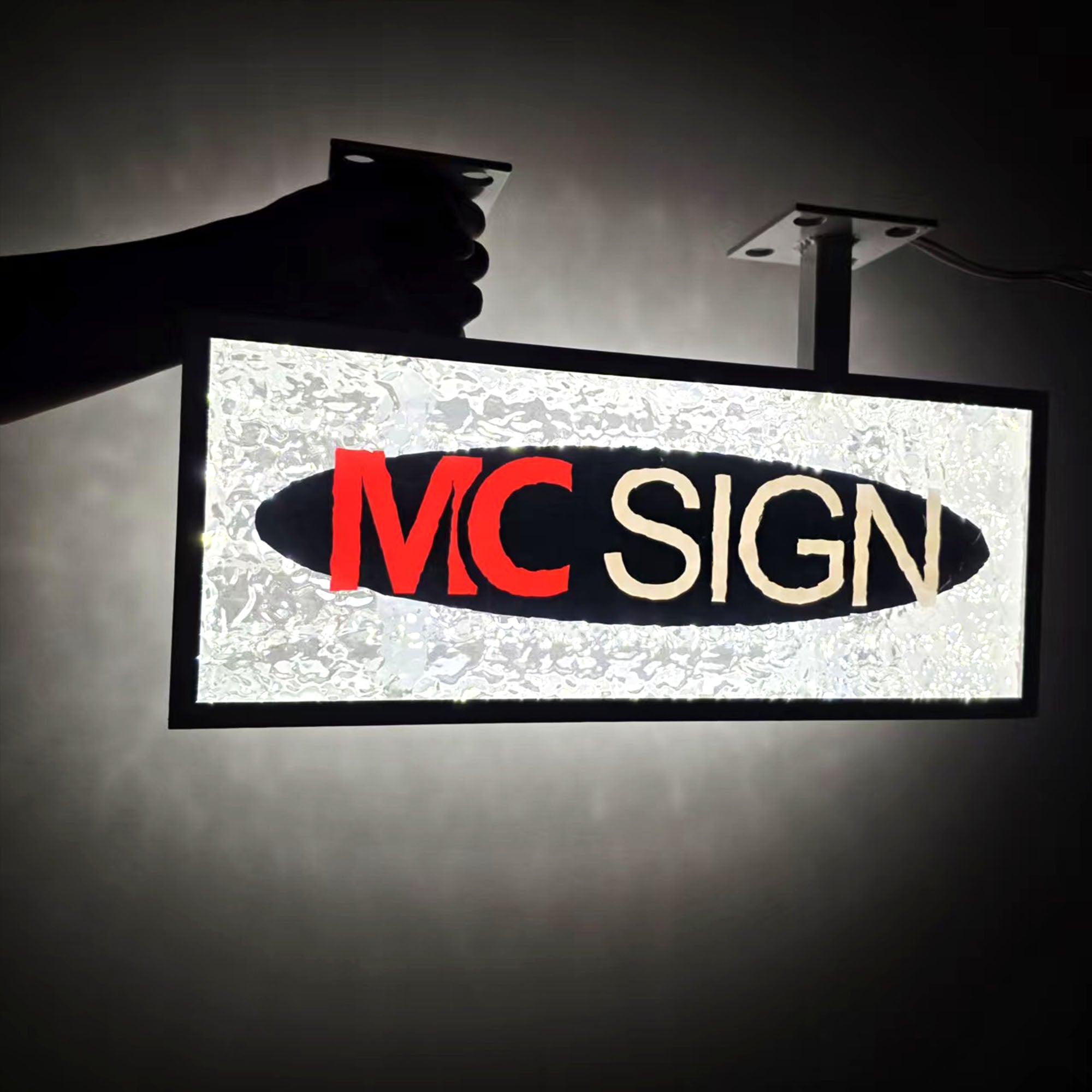 Custom Stone Texture Acrylic Double-Sided LED Light Box | Illuminated Storefront Sign | Hanging Light Box