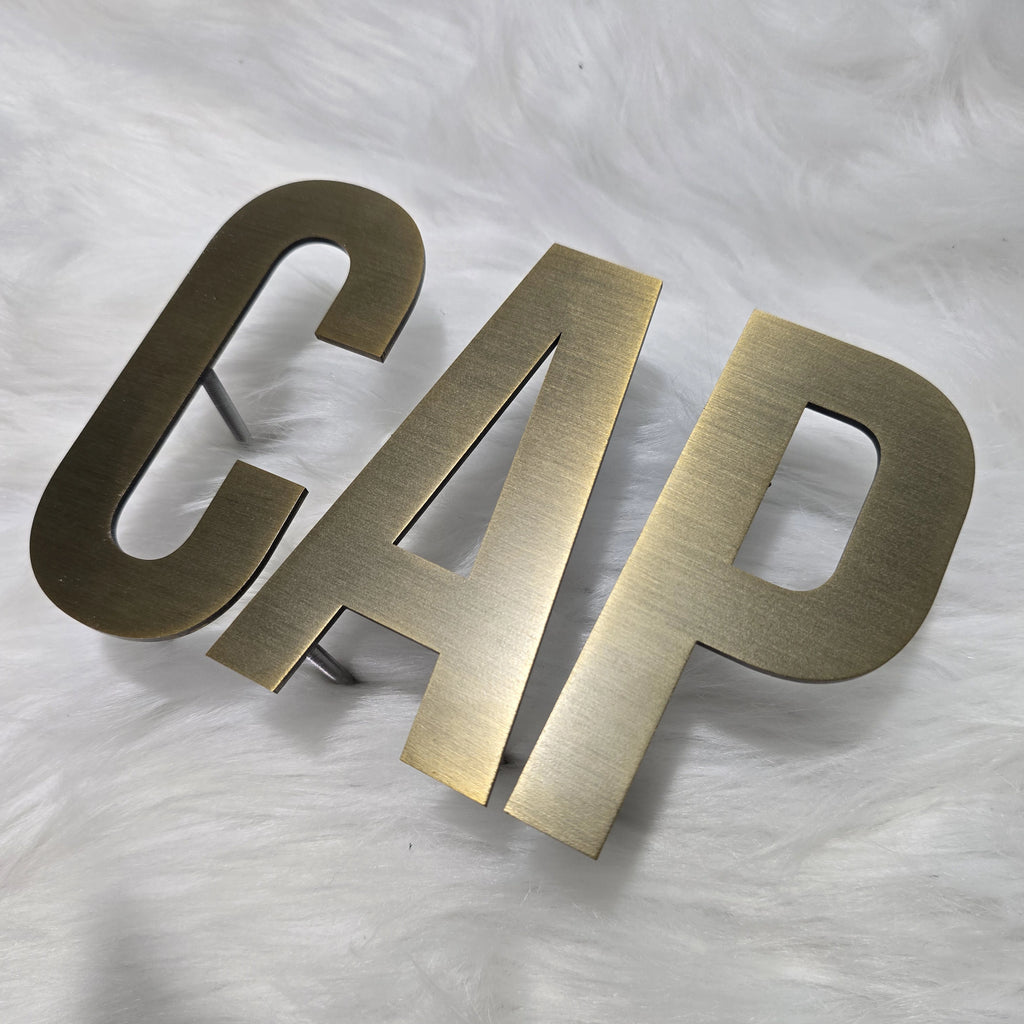 Custom Brushed Metal Cut Letters | 3D Solid Stainless Steel Business Wall Sign