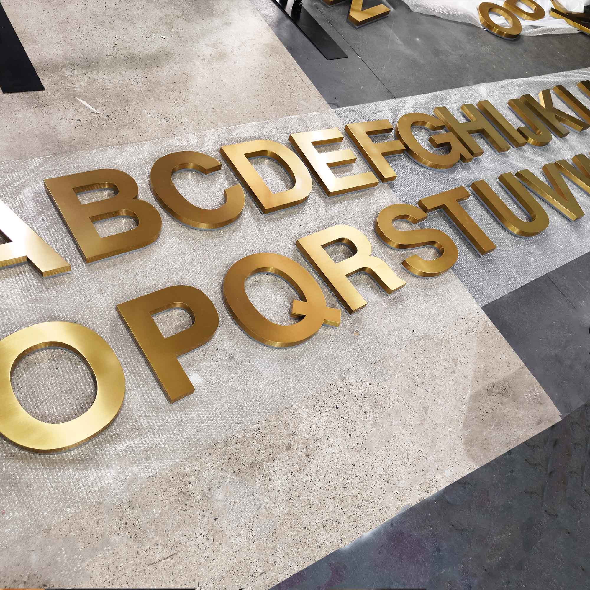 Custom Backlit Channel Letters|Gold Brushed Finish A-Z|Storefront  Business Sign