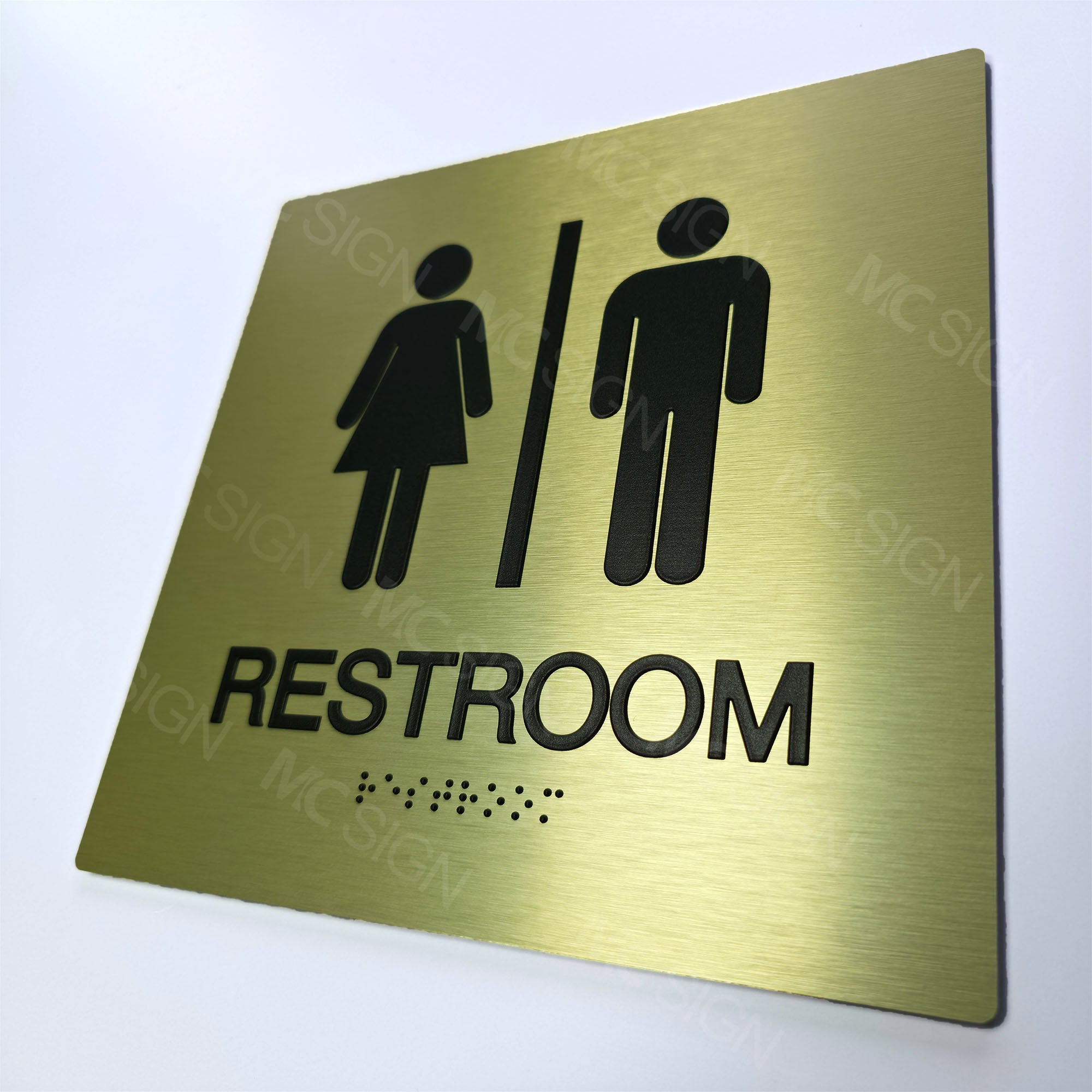 Custom Metal Braille Restroom Sign | ADA Accessible Family Bathroom Sign