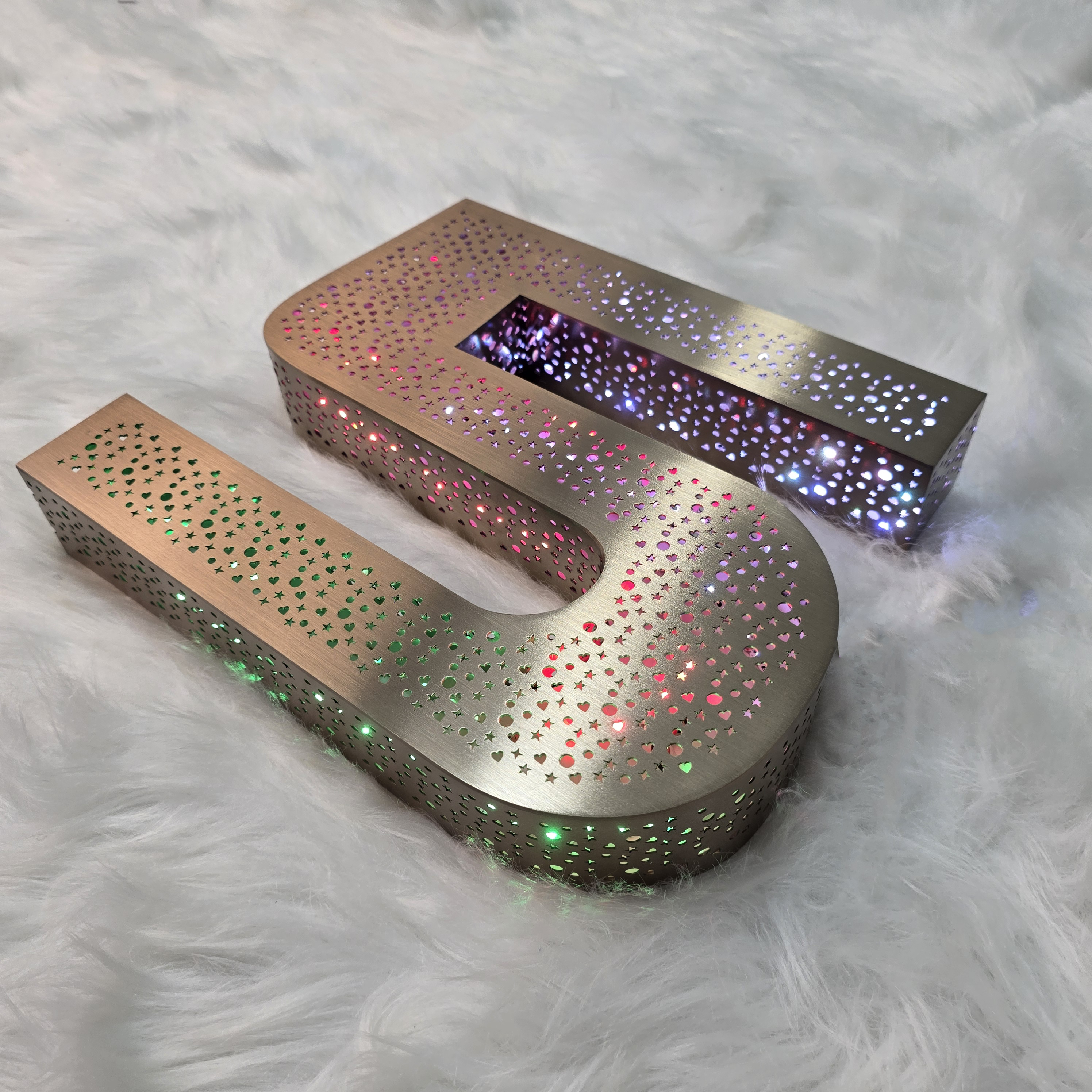 Custom RGB Perforated LED Channel Letters | 3D Color Changing Storefront Signs