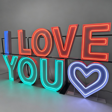 Large I LOVE YOU Neon Marquee Letters | Romantic Event Backdrop Decor