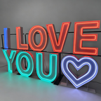 Large I LOVE YOU Neon Marquee Letters | Romantic Event Backdrop Decor