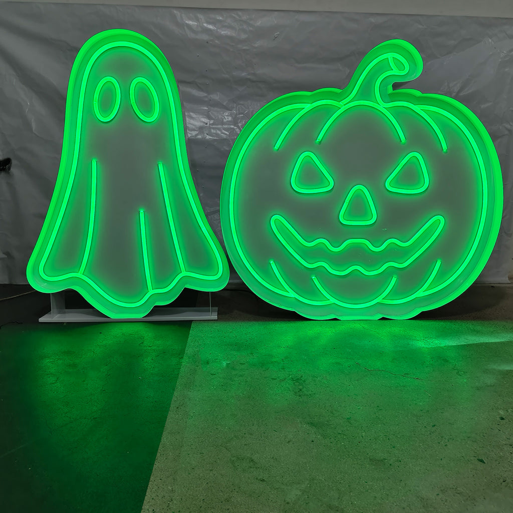 Custom Halloween Neon Marquee Signs | Pumpkin Ghost LED Party Decor