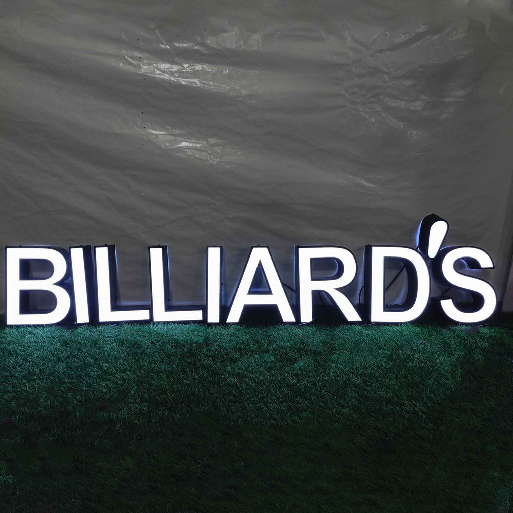 Custom Trim Cap Channel Letters|RGB LED Billiards Sign|Indoor&Outdoor Business Sign